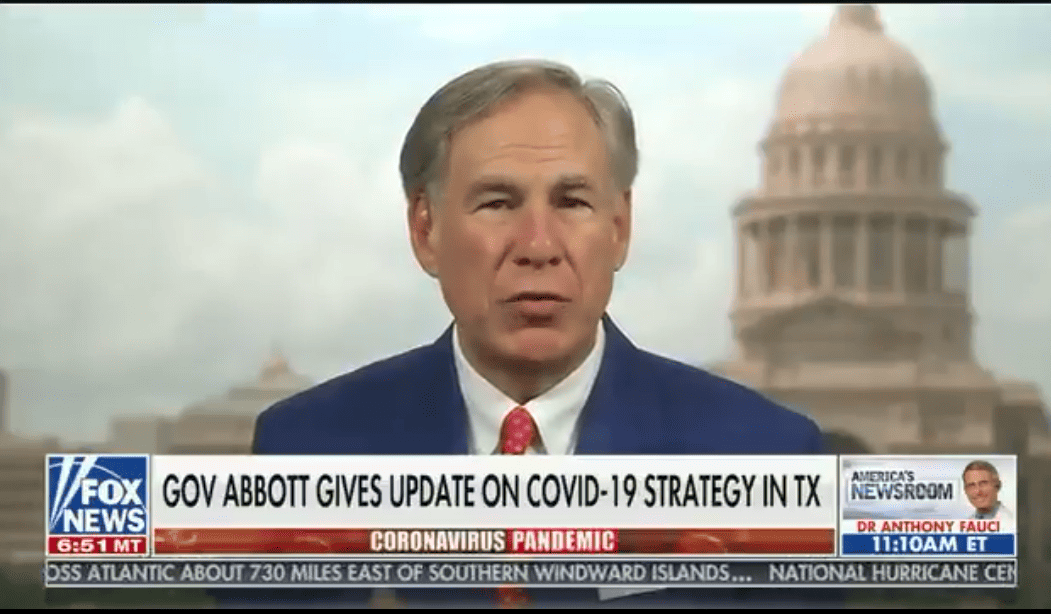 Texas Gov: "Texas has begun to do exactly what Sean Hannity preaches every night and that is to wear a mask."