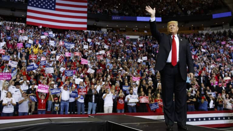 Donald Trump’s rallies are turning voters against him in key battleground states.