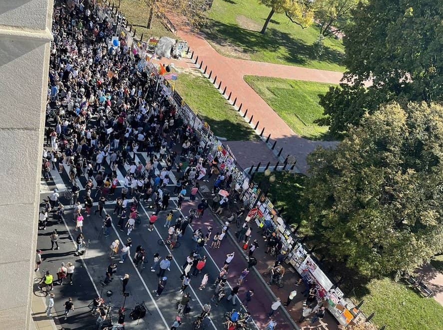 Joe Biden's supporters celebrate his victory over Donald Trump at the White House.