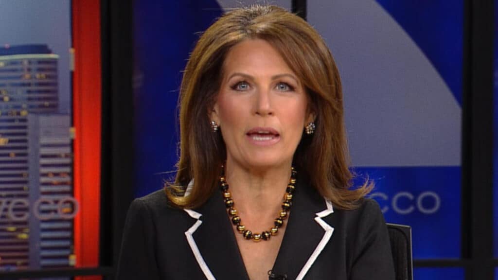 Michele Bachmann is asking God to "take his iron rod" and smash the delusion that Joe Biden is our President.