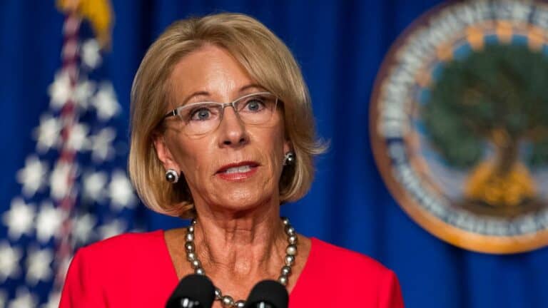 DeVos tells career employees at the Education Department to “be the resistance” when Biden takes over.