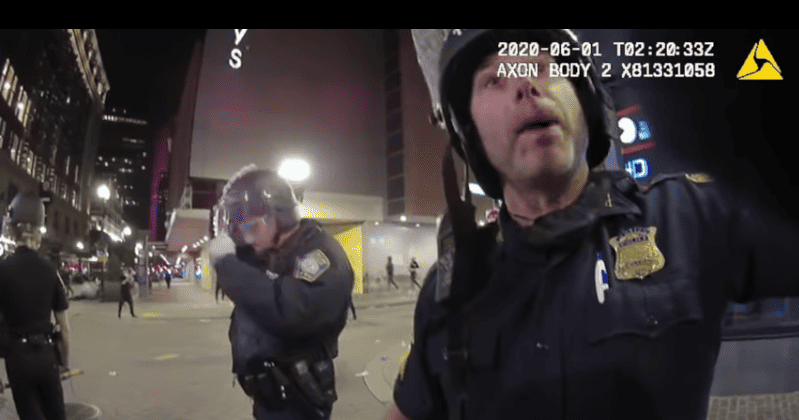 Police officer caught on body cam bragging about attacking BLM protesters with police vehicle.