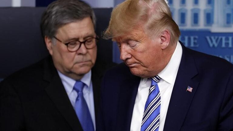 Donald Trump is “livid” at Bill Barr, officials are trying to talk him out of firing him.