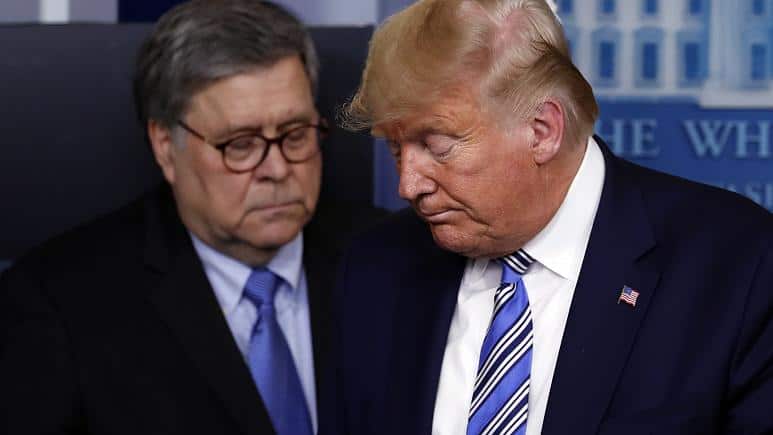 Donald Trump is "livid" at Bill Barr, officials are trying to talk him out of firing him.