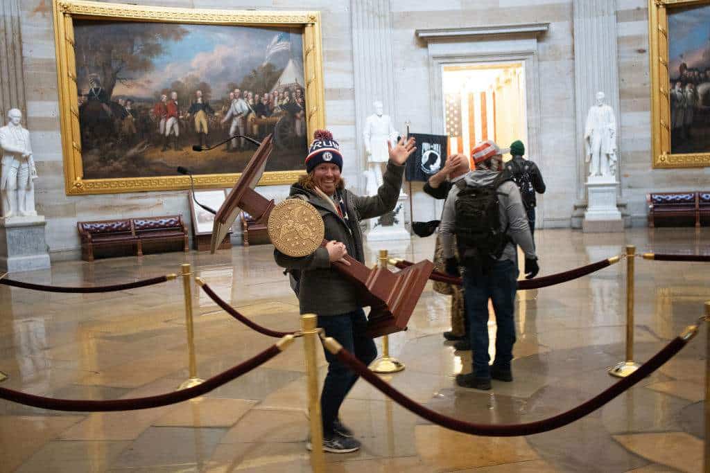 Florida man spotted with Pelosi's lectern during Capitol riots,released on $25k bail.