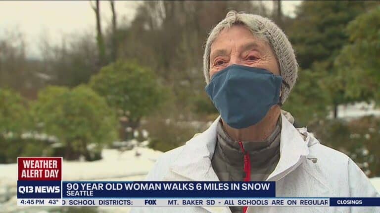 90-year-old woman walks six miles through snow to get COVID vaccine.