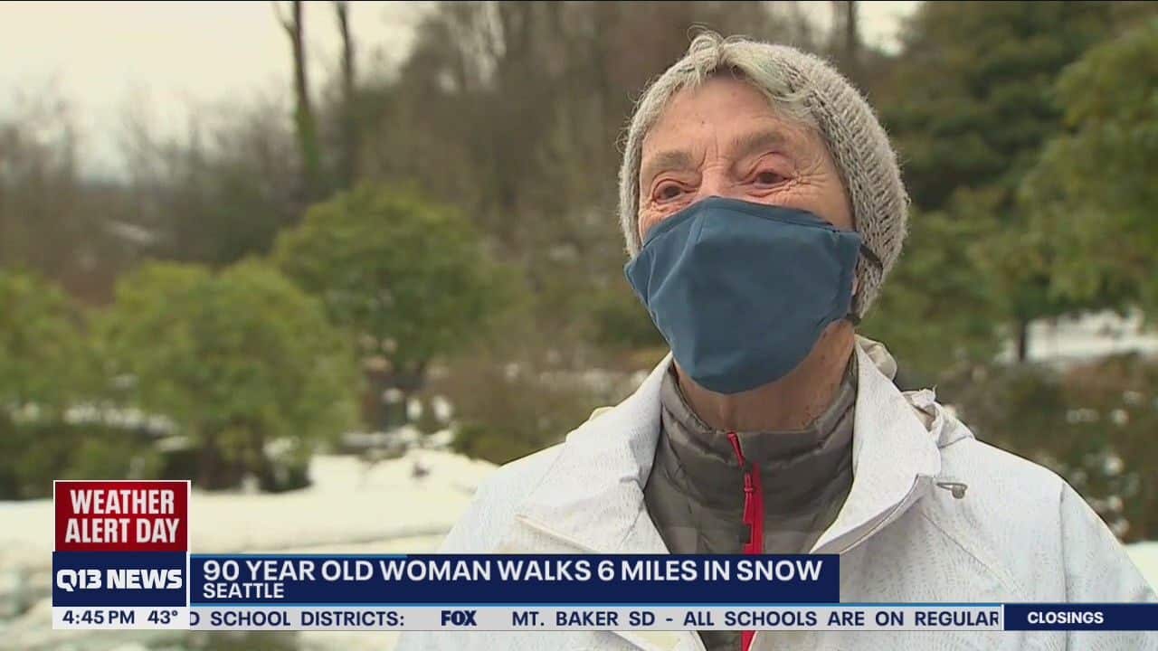 90-year-old woman walks six miles though snow to get COVID vaccine.