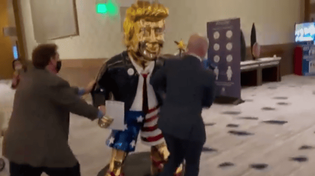 There is a golden statue of Donald Trump at this year's CPAC.