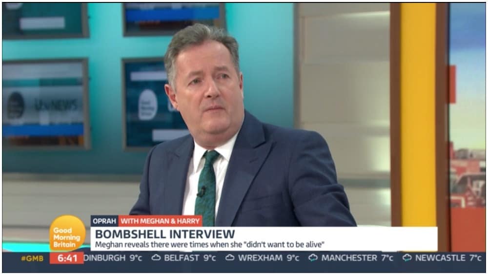 Piers Morgan leaving 'Good Morning Britain' after confrontation with co-host over Markle's remarks.