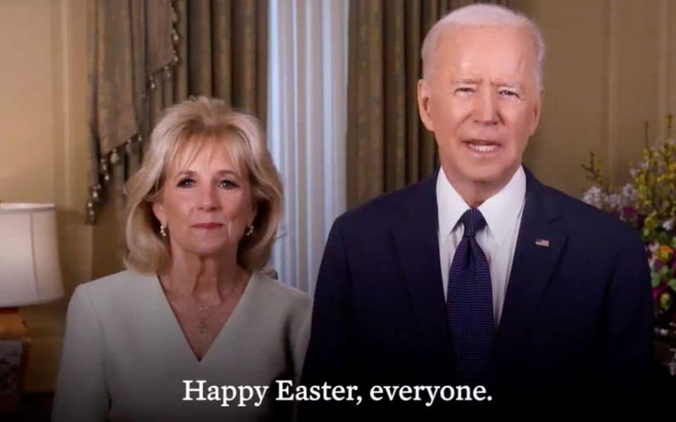 The Bidens wish Americans a happy Easter and urges everyone to get vaccinated.