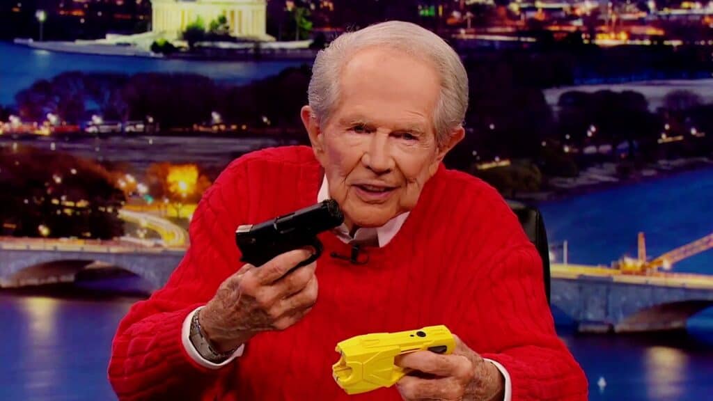 Pat Robertson slams cop who could not the tell the difference between a taser and a handgun.