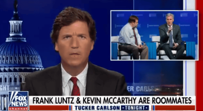 Tucker Carlson attacks Kevin McCarthy over his ties to Frank Luntz.