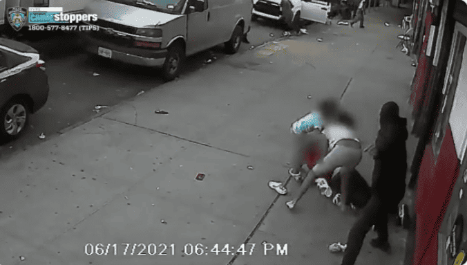 Shocking video shows two children dodging bullets in brazen daylight shooting on NYC sidewalk.