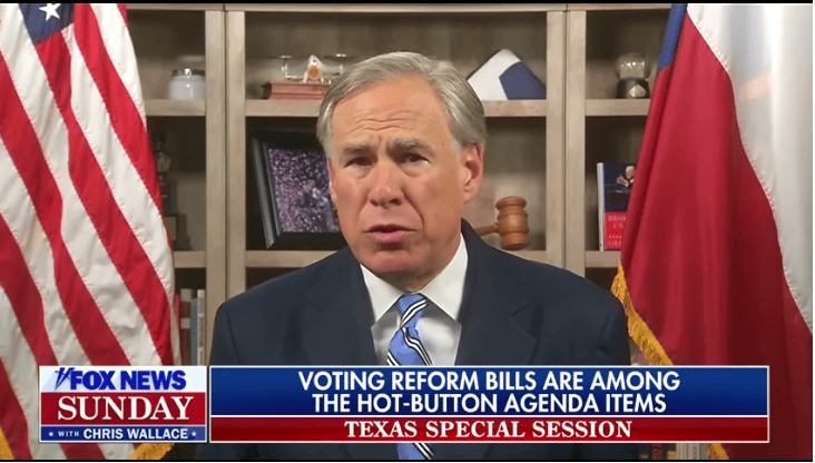 Chris Wallace confronts Texas governor aver making voting harder for people of color.