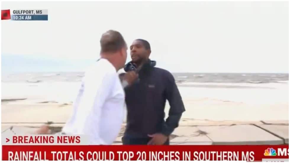 Angry man accosted NBC reporter during live coverage of Hurricane Ida.