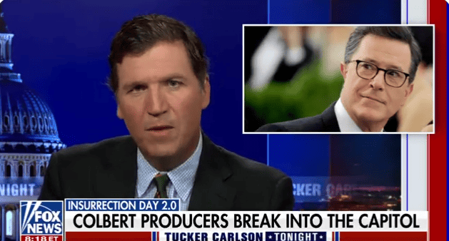 Tucker Carlson accused Colbert's production crew of committing an 'insurrection'