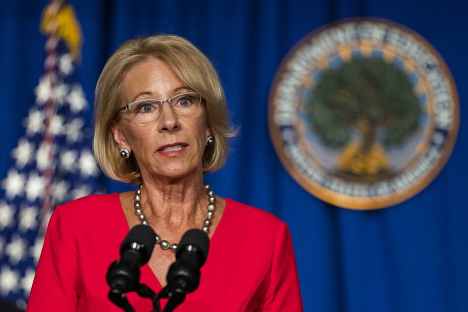 Trump's education secretary, Betsy DeVos, calls for the Department of Education to be abolished.