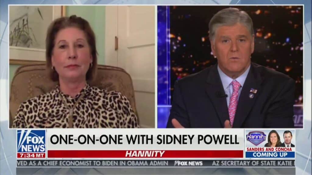 Hannity admits under oath that he did not believe Sidney Powell's claims of election fraud "for one second".