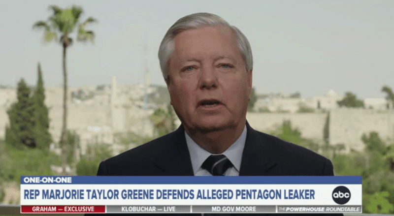 Lindsey Graham calls Marjorie Taylor Greene "irresponsible" for defending Pentagon files leaker.