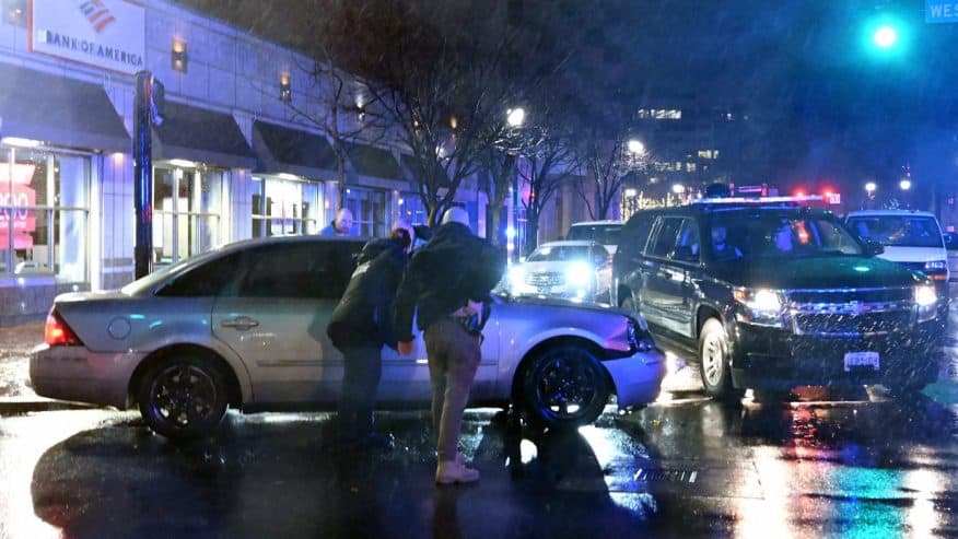 Car crashes into SUV in Biden's motorcade outside Delaware campaign headquarters.