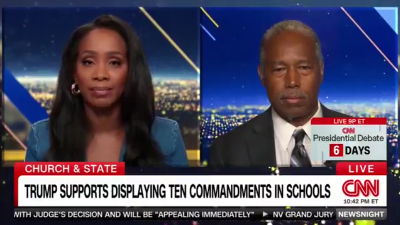 CNN's Abby Phillip confronts Ben Carson over Trump's hypocrisy on the Ten Commandments in schools.