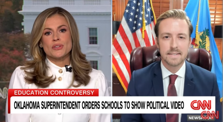 “Clear cut political pandering”: CNN host confronts Oklahoma schools chief over Trump endorsed bibles in schools.