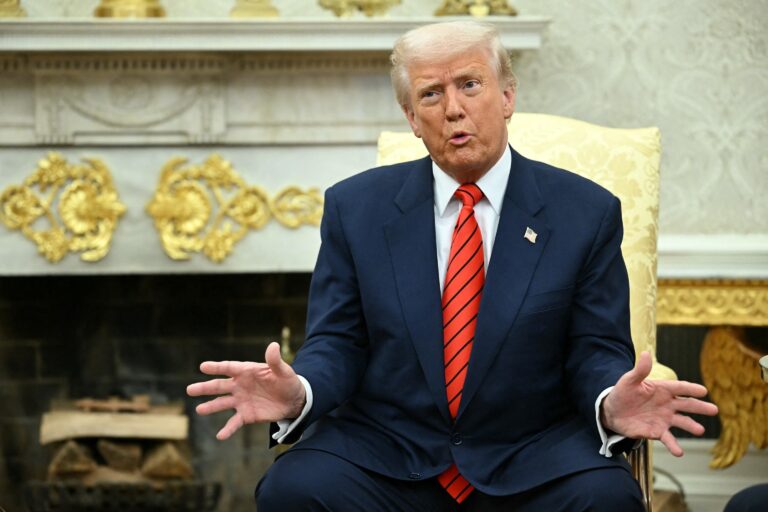 Trump blames Biden for U.S. economy shrinking in first quarter of 2025 due to Trump’s trade war.