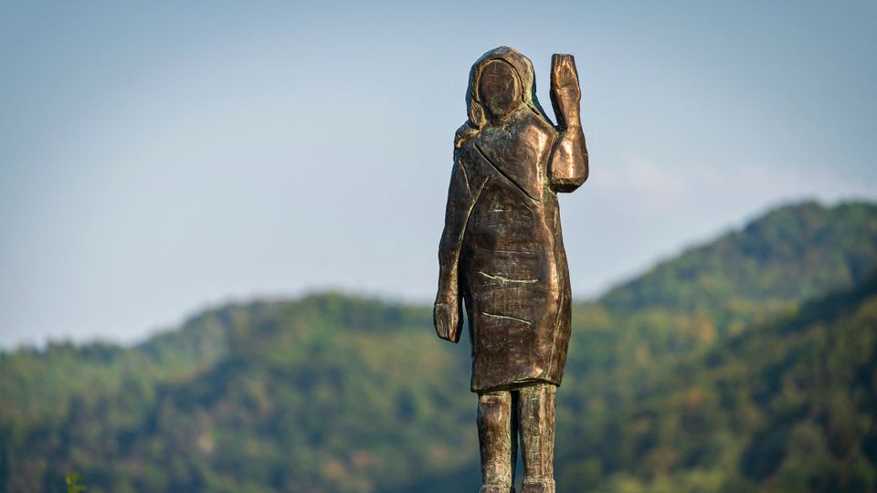 Melania Trump bronze statue chopped off at ankles and stolen in Slovenia.