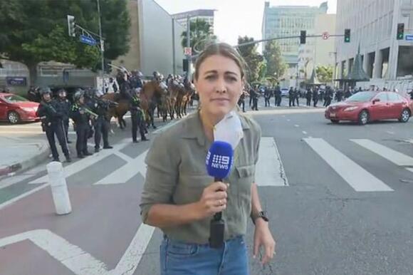 Australian reporter shot with rubber bullet while covering LA protests.